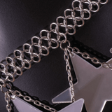 Top Feminino Metálico Prateado com Aplicações de Estrelas Espelhadas – Marjorie VIEUX OFICIAL