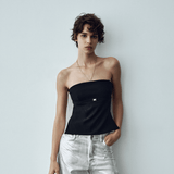 Top Tomara que Caia Preto com Tiras nas Costas – Helene - VIEUX OFICIAL