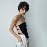 Top Tomara que Caia Preto com Tiras nas Costas – Helene - VIEUX OFICIAL