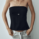 Top Tomara que Caia Preto com Tiras nas Costas – Helene - VIEUX OFICIAL