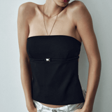 Top Tomara que Caia Preto com Tiras nas Costas – Helene - VIEUX OFICIAL