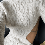 Vestido Curto de Tricô Off White Manga Longa com Costas Nuas – Roane - VIEUX OFICIAL