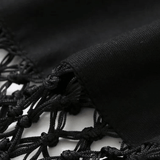 Vestido Midi Preto com Gola Halter e Franjas Longas Vazadas – La Baule - VIEUX OFICIAL